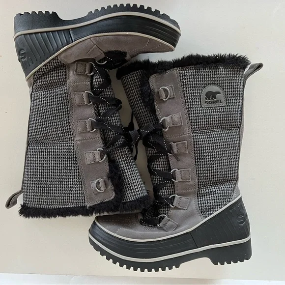 Sorel Women's Tivoli Mid-Calf Quarry Black Houndstooth Snow Winter Boots, size 7 - Picture 6 of 11